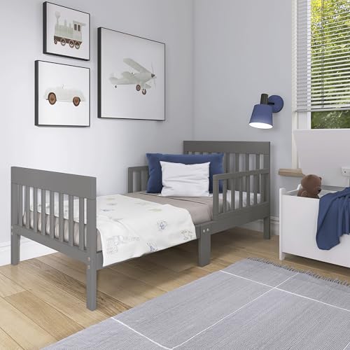 Image of Dream On Me Finn Toddler Bed, GREENGUARD Gold, Pinewood, Steel Grey