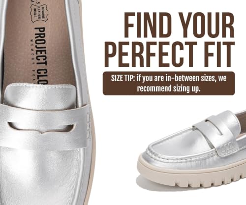 Image of Project Cloud 100% Genuine Leather Loafers for Women - Memory Foam Insoles Slip On Shoes for Women - Lightweight Womens Shoes - Non Slip Womens Loafers (Filide1)