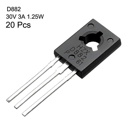 Uxcell 20 Pcs D882 Transistor 3A To-126 Npn 3 Pins Pcb Through Hole Bipolar Transistor 30V 3A 1.25W #TOP1