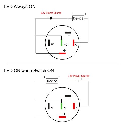 Taien Latching Pushbutton Switch For 16Mm 5/8" Mounting Hole On/Off Black Metal Shell With Blue Led Light #TOP3