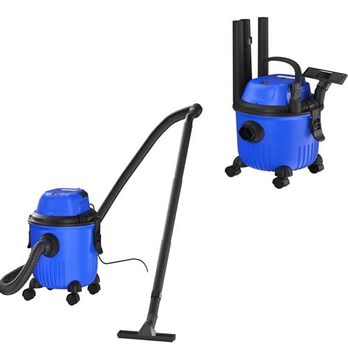 ANSIMIDA 3 in 1 Aspiradora, 1500 W Aspiradora en seco y en húmedo, 16 kPa, 15 litros, 1.5M de Fuelle, 4 Ruedas Desmontables, Filtro HEPA para Hogar Patio Garaje Taller