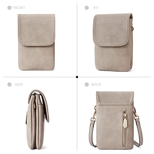 Image of BOSTANTEN Leather Small Crossbody Bags for Women Designer Cell Phone Bag Wallet Purses Adjustable Strap Retro Grey