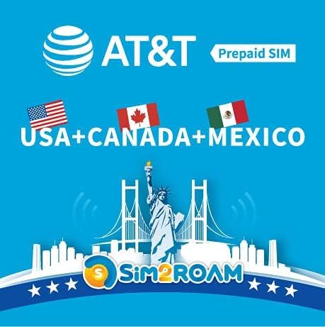 USA CANADA MEXICO AT&T SIM Card | Unlimited High Speed Data/Calls/Texts |ATT SIM Card US, United States, CA, CANADA, MEXICO | Only fits iPhone & Pixel (15 Days)