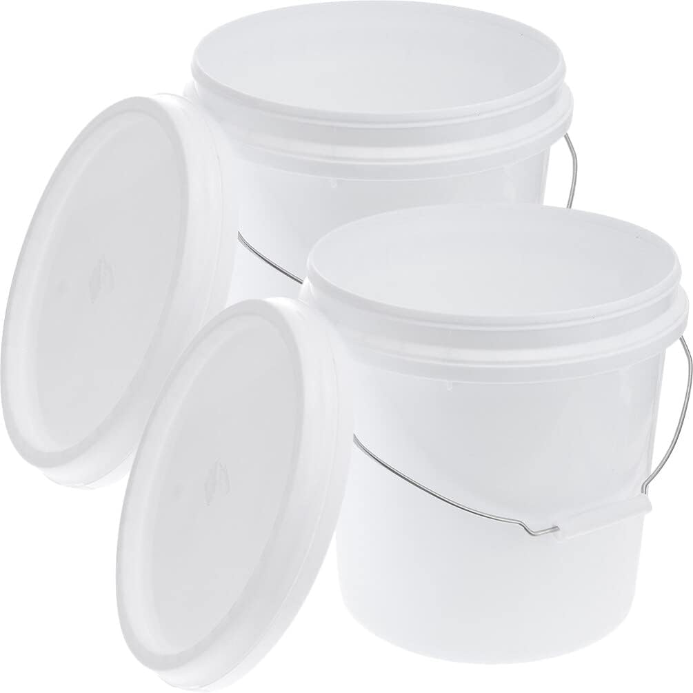 Beavorty Mop Bucket Plastic Pails and Lids 2pcs Food Grade Storage Bucket 5L Water