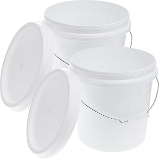 Beavorty Plastic Pails and Lids 2pcs Food Grade Storage Bucket 5L Water Bucket with Handle Ice Cream Container Paint Pigment Buckets