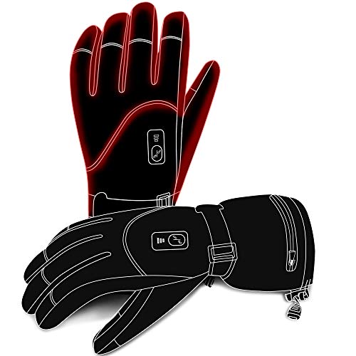 Waterproof Heated Gloves Men Women Electric Rechargeable Gloves Kit,Touchscreen Thermal Gloves,Unisex Winter Warm Gloves Climb Hike Hunt Ski Hand Warmers Thermo Gloves (Skiing Heated Gloves)