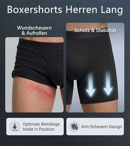 Bóxer para hombre de algodón largos FINETOO ropa interior deportiva pack de 6 4
