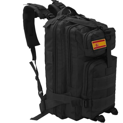 RA RETAIL AMZ Mochila tactica 25l + parche españa con borde amarillo. Mochila militar 25l transpirable con parche de españa bordado de regalo. Mochila militar pequeña. (25l roja)