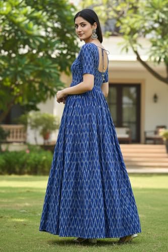 Image of Cotton Pochampally ikat unstitched blouse, Kurthi, long frock fabric material for women (1 meter, 2 meters & 3 meters)