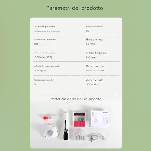 Ponceuse électrique pour ongles à 3 modes LED et lime rechargeable - 6