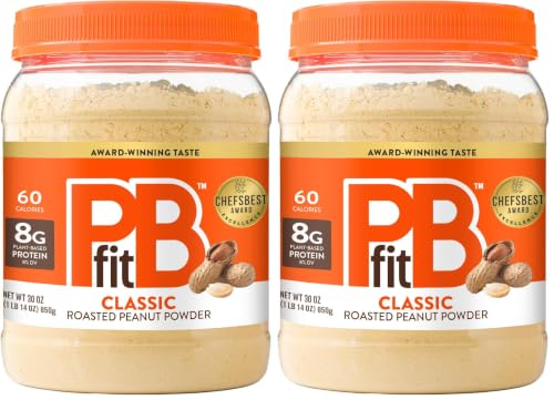 PBfit All-Natural Peanut Butter Powder, Powdered Peanut Spread From Real Roasted Pressed Peanuts, 8g of Protein 8% DV, 30 Ounce (Pack of 2)