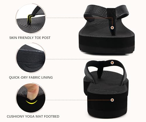 Image of KuaiLu Women's Arch Support Platform Flip Flop Sandals