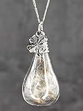  Kette mit Pusteblumen Kleeblatt Anhänger - 925 Sterling Silber - Naturschmuck - 70cm Halskette