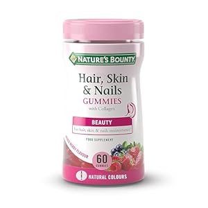 Nature’s Bounty Hair, Skin and Nails Gummies – Pack of 60 Gummies, 30 Day Supply – with Collagen, Biotin, Zinc and Vitamins C and E – Supports Hair Growth and Healthy Shine