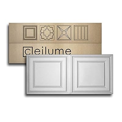 Ceilume 12 pc Stratford Ultra-Thin Feather-Light 2x4 Lay in Ceiling Tiles - for Use in 1" T-Bar Ceiling Grid - Drop Ceiling Tiles (12 Tiles, White)