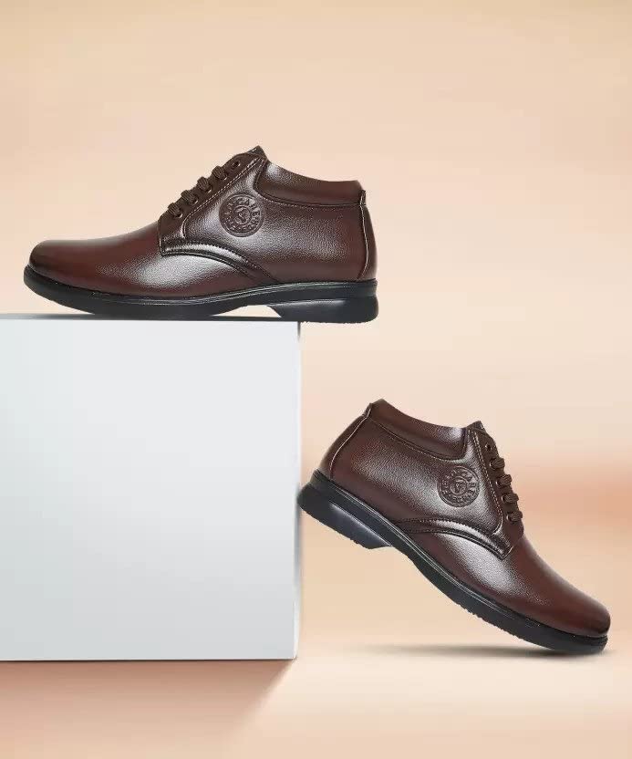 Image of FIELD CARE Men's Fashion Lace-Up Mid Top Formal Dress Shoes - Stylish Office, Business Footwear with Comfortable Cushioned Sole