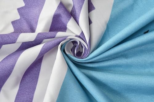 Image of KAWI Single Bedsheet Elastic Fitted Geometric 72X48X6 Inches Glace Cotton with 1 Pillow Cover (72 inchX 48 inchXup to 8 Inche Mattress) Firozi Colour, 200 TC, Small Single
