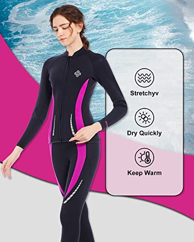 Seaskin Wetsuit Tops para Mujeres 3mm con Cierre Frontal miniatura 4