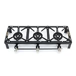 Viper Cast Iron Gas Boiling Ring Triple Burner – 15kW LPG Propane Outdoor Cooker, Heavy Duty 3 Ring Camping & Catering Gas Stove High Pressure Wok Burner