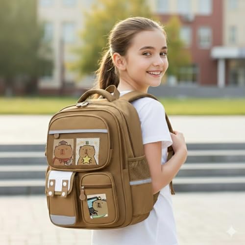 Image of Girls School Backpack Cute Pink Pastel Gradient Bag with Multiple Compartments Lightweight Durable Bookbag for Kids Students (purple bag)
