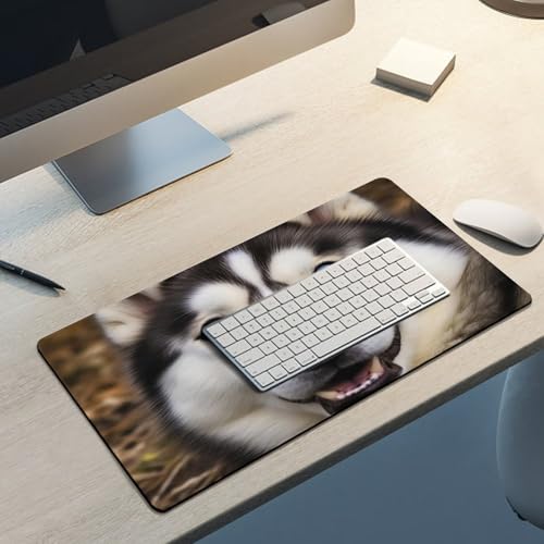 Mouse Pad Grande de Goma Blanca con Diseño Husky miniatura 5