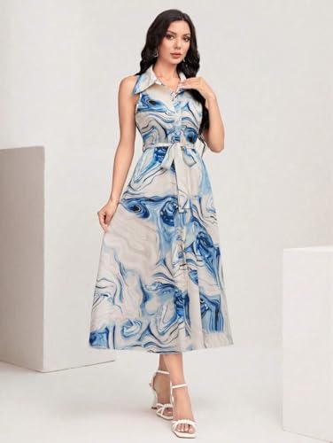 Image of Bollyclues Women's Multicolor Cotton Sleeveless Maxi Dresses |Long Dress for Women| One Piece Western Dress for Women