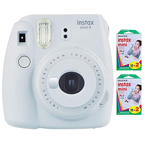 Fujifilm Instax Mini 9 Instant Camera (Smokey White) with 2 x Instant Twin