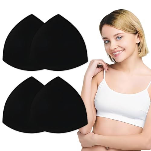 GNALIA Relleno Sujetador 2 Pares 4 Unidades Almohadillas Push Up Resistente Agua Insertos Ropa Interior Extraíbles Bikini Color Negro 8Mm Grosor