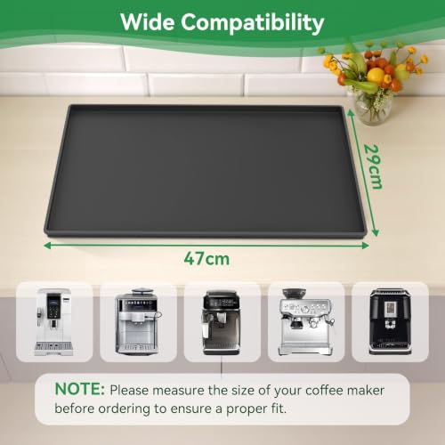 Inwee Unterlage Silikonmatte für Kaffeemaschinen, Anti-Rutsch Wasserdicht Silikonmatte für Kaffeevollautomat Barista Zubehör… – Ansicht 2