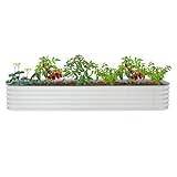 ZeStarDair Raised Garden Bed 17" Tall 14 in 1 Modular Metal Raised Garden Beds Kit Galvanized Planter Raised Beds Outdoor Planter Bed for Planting Vegetables, Fruits, Flowers (White)