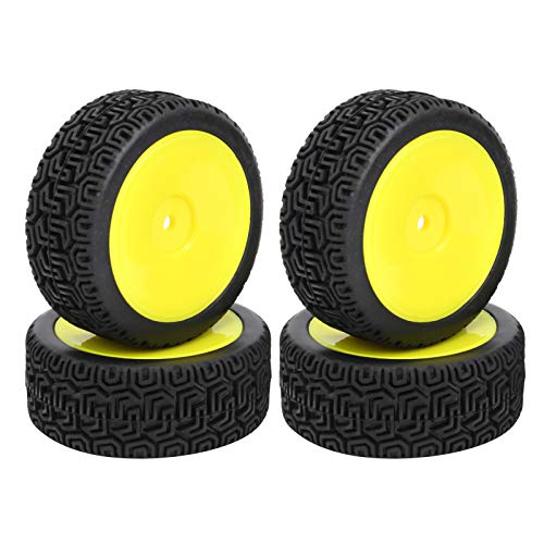 VGEBY 4Pcs RC Vehicle Tire,1/10 RC Car Flat Colored Tyre Wheels Replacement Accessory Compatible with HPI High Speed RC Car (Yellow) Model Car Accessories