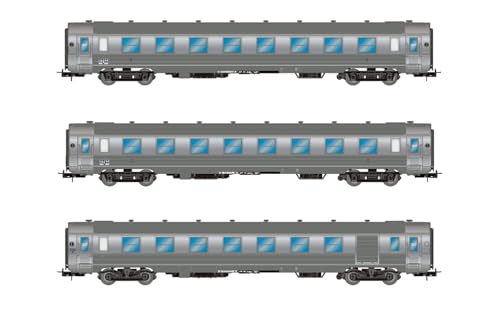 Jouef HJ4175 SNCF, 3-Unit Pack Short DEV INOX Coaches (2 x B8myfi 2nd cl. + A6Dzmyi Luggage), ep. IIIA, Coach Rolling Stock