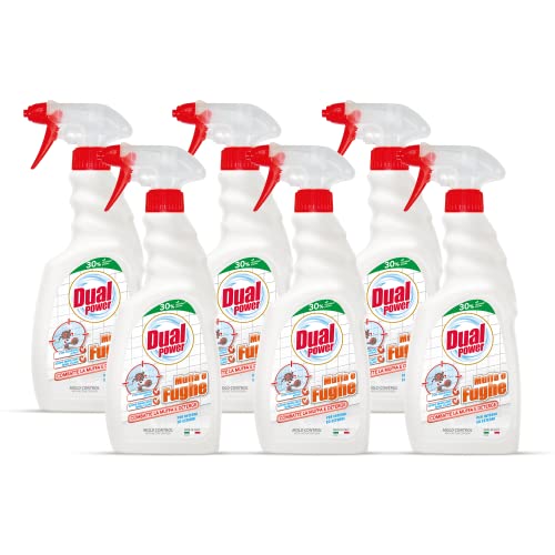 Dual Power, Pulitore Muffa e Fughe, Detergente con Ossigeno Attivo ad Azione Sbiancante, Senza Cloro, Sgrassa a Fondo Senza Intaccare le Ceramiche, Made in Italy, 6 Confezioni 500 ml