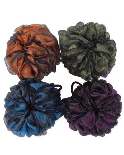 vivaBKK Loofah Bath Shower Sponge Pouf Mesh Ball Exfoliating Scrubber 60g/pcs Set of 4