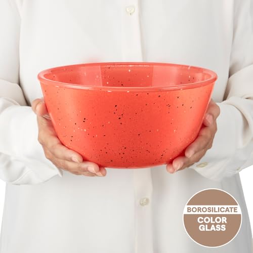 Image of Borosil 2 L Kube Pink Serving & Mixing Bowl | Made in India Borosilicate Glass Bowl for Kitchen & Dinning | Bowl for Mixing Dough, Salad, Batter | Microwave & Dishwasher Safe