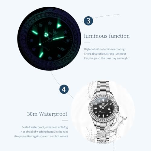 Image of OLEVS Quartz Watch Women Silver Stainless Steel Waterproof Luminous