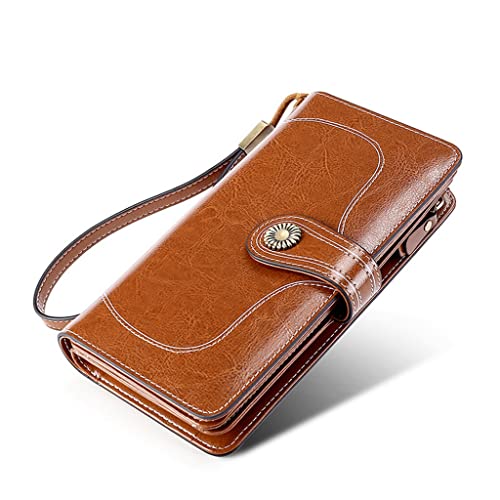 Portefeuille long femme RFID anti-piratage en cuir vintage sécurisé