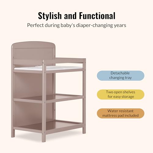 Image of Dream On Me Anna 3-in-1 Convertible Full-Size Baby Crib & Changer with Storage in Brown Sugar, GreenGuard Gold & BSA, Pinewood, Converts to Day & Toddler Bed, 3 Mattress Heights, 1″ Changing Pad
