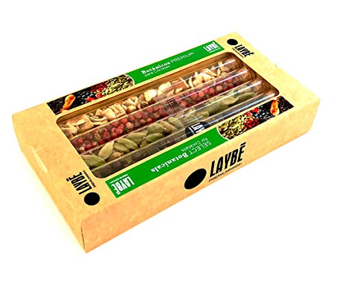 LAYBE ESTUCHE con Botánicos Premium para Cócteles, Pimienta Rosa de Brasil, Cardamomo verde grano, Corteza de naranja, Enebro bayas
