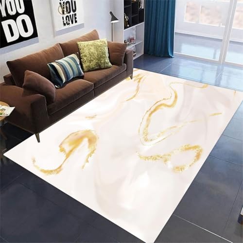 Alfombra Habitación Hombre Beige Gris Mármol 3D Decoración Moderna Hogar Alfombras de Pelo Corto Adecuado para Sala de Estar, Dormitorio, Sala de Estudio, Pasillo, Alfombra Baño, 120x180 cm, Multi 5