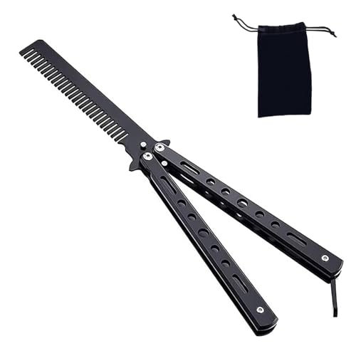 Butterfly Balisong Trainer Kamm – Faltbarer Übungskamm Aus Edelstahl, Sicher Für Tricks & Styling