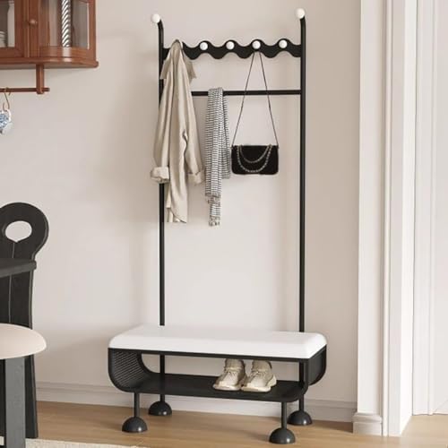 Banc à chaussures et porte-manteau en métal élégant pour un vestibule épuré