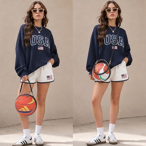 Image of Women Unique Novelty Football Purse, Ball Shaped Handbag Crossbody Shoulder Bag | Rugby