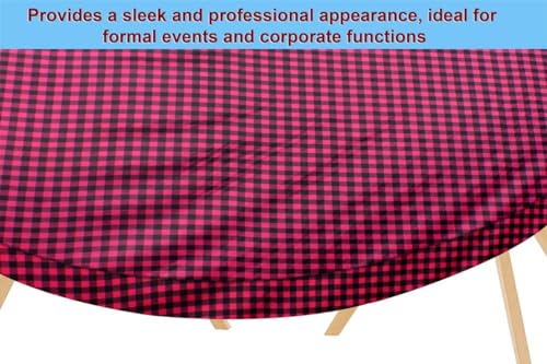 Image of The Furnishing Tree Elastic Oval Dining Table Cover WxL 36x48 in Inches Polyester Checkered Pattern Maroon