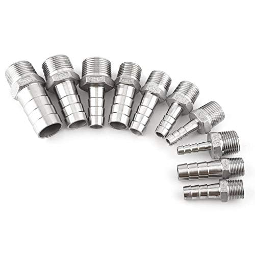 Connettore Tubo Spinato Filettato In Acciaio Inox 304 - 1/2 Pollice X 8 Mm - Adattatore Coda Di Tubo Per Idraulica - 4