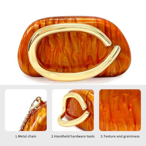 Image of Women Acrylic Clutch Purse Metal Handle Evening Bag Trendy Box Shoulder Crossbody Bag Handbag for Wedding Party Causal