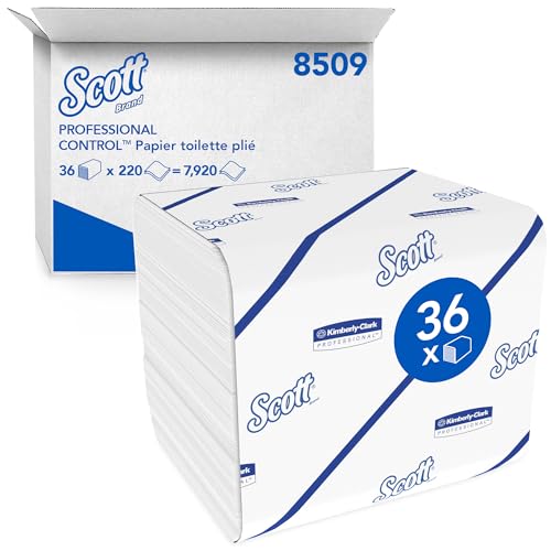Scott Control Papel Higiénico Plegado 8509, 2 Capas, Suave y Fuerte, 36 Paquetes x 220 Hojas (7.920...
