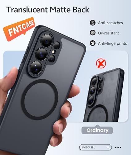 Image of FNTCASE for Samsung Galaxy S26-Ultra Case: [Fit for Magsafe] [Full Camera Protection] Translucent Matte Cases with [Screen Protector] Military Grade Shockproof Protective Phone Cover - Black