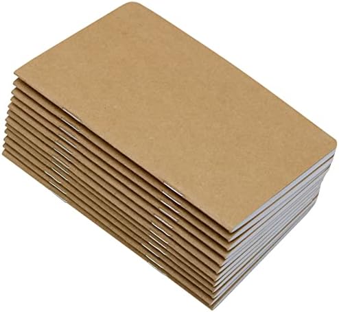 12 Pcs 5.5 Inch x 3.5 Inch Brown Cover Pocket Notebook 32 Sheets (64 Pages) Blank Pages 70 Gsm Paper (Brown, Blank)