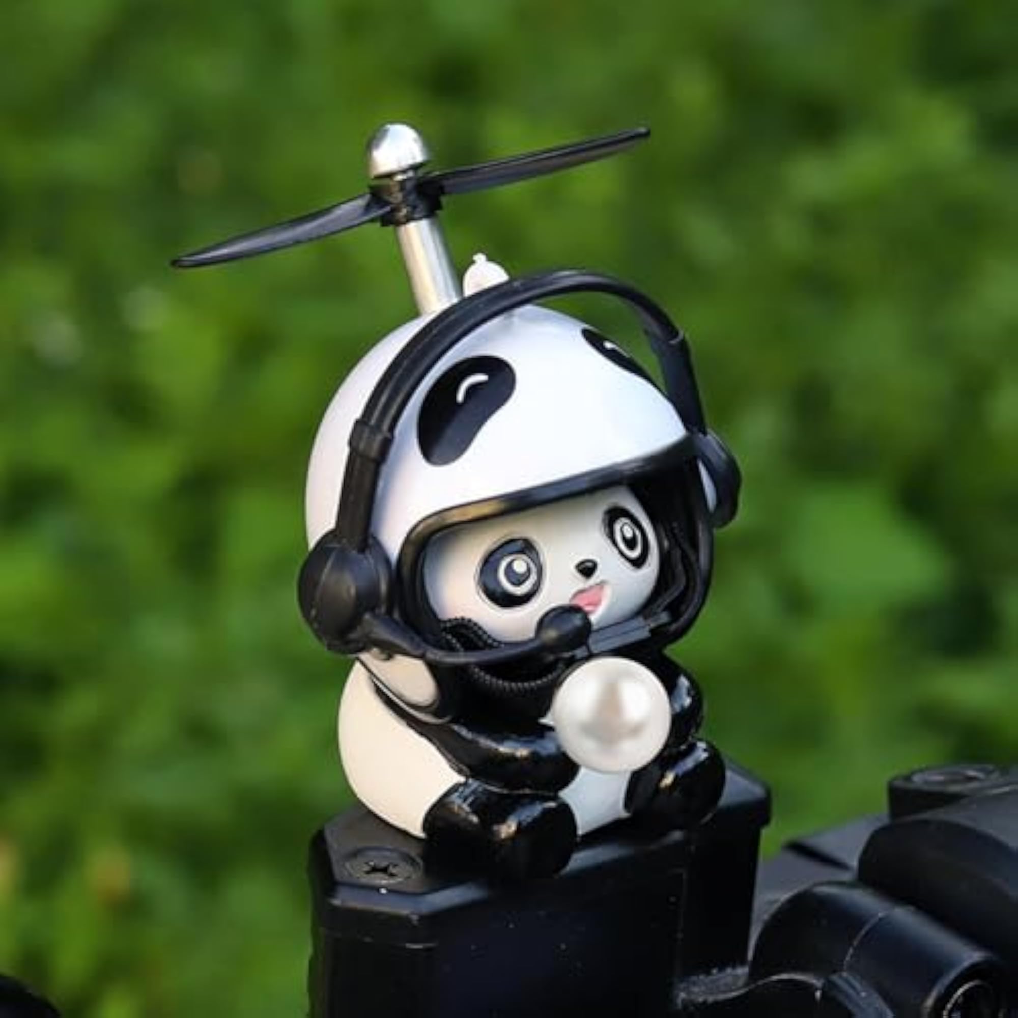 Bike Handlebars Mount Doll with Propeller Electric Car Panda Doll